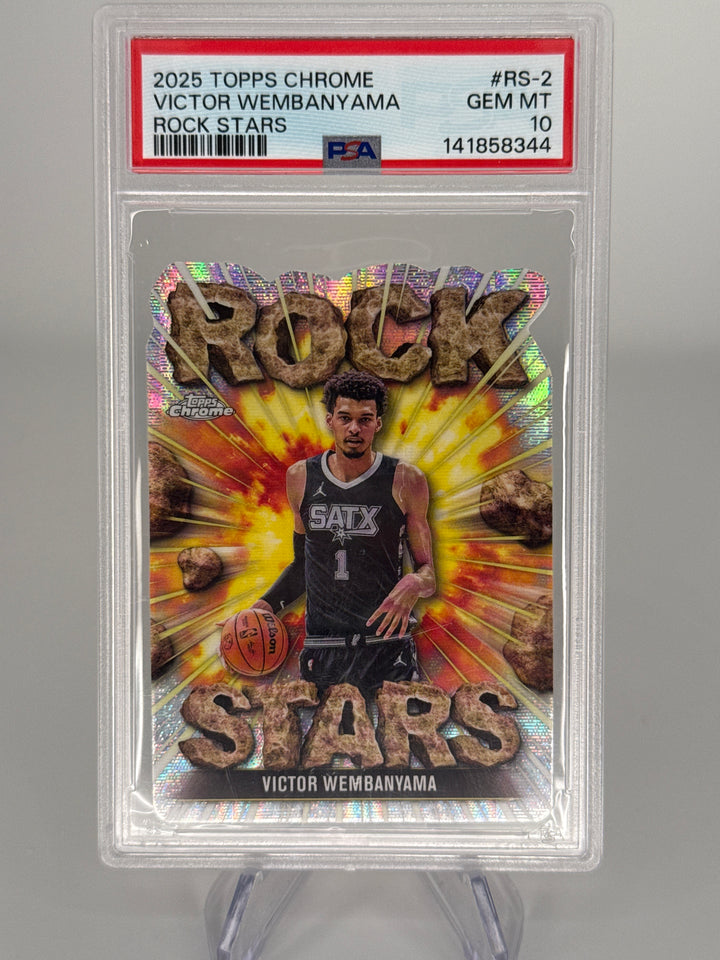 Victor Wembanyama 2025 Topps Chrome Rock Stars SSP Case Hit, PSA 10 Gem Mint