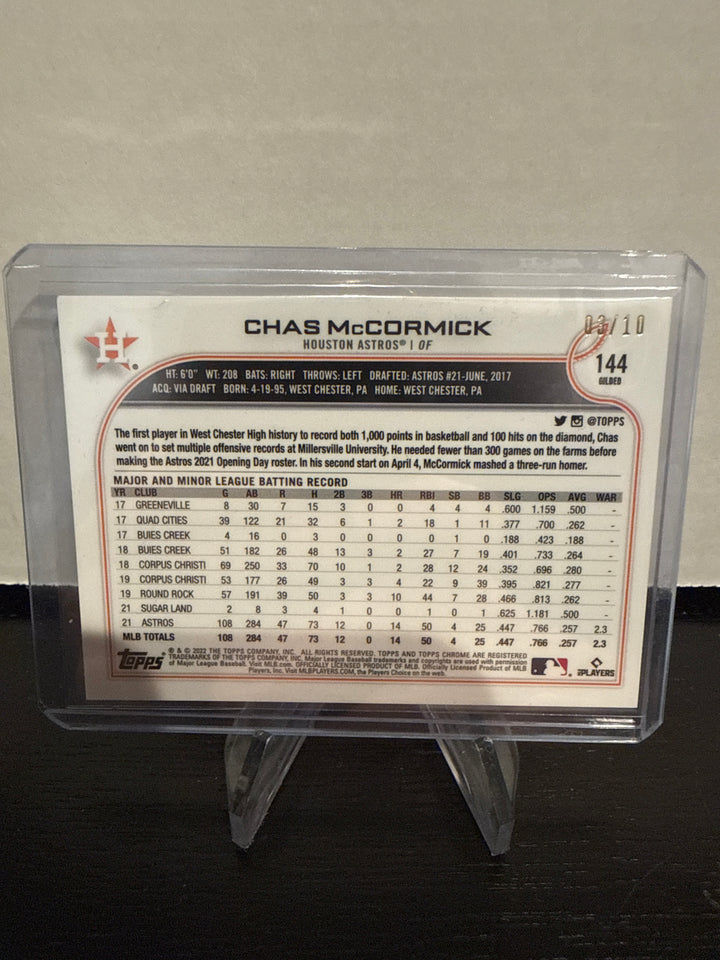 Chas Mccormick 2022 Topps Gilded Collection Gold Etch Lava Refractor, 03/10