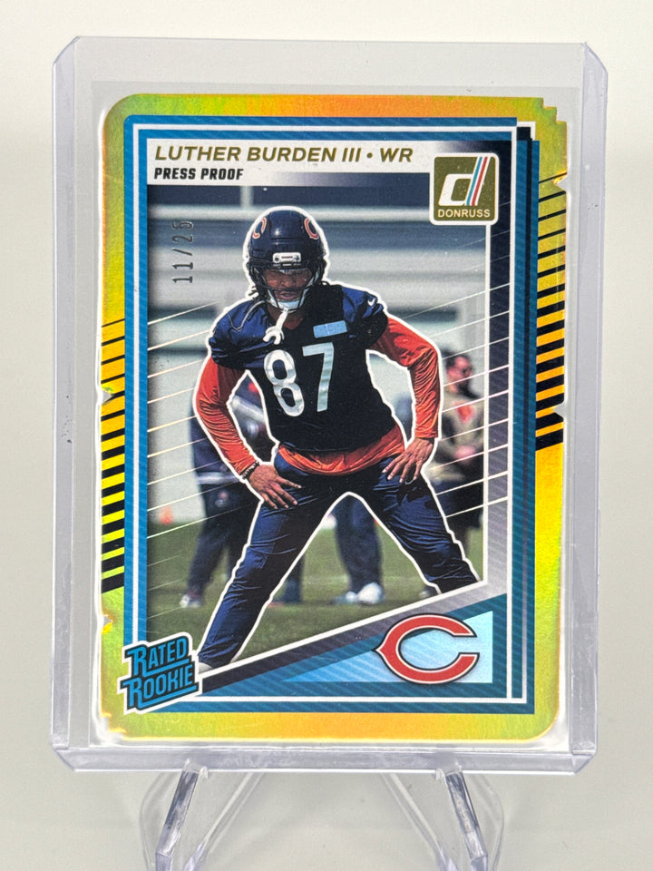 Luther Burden 2025 Panini Donruss Gold Die Cut Rookie, 11/25