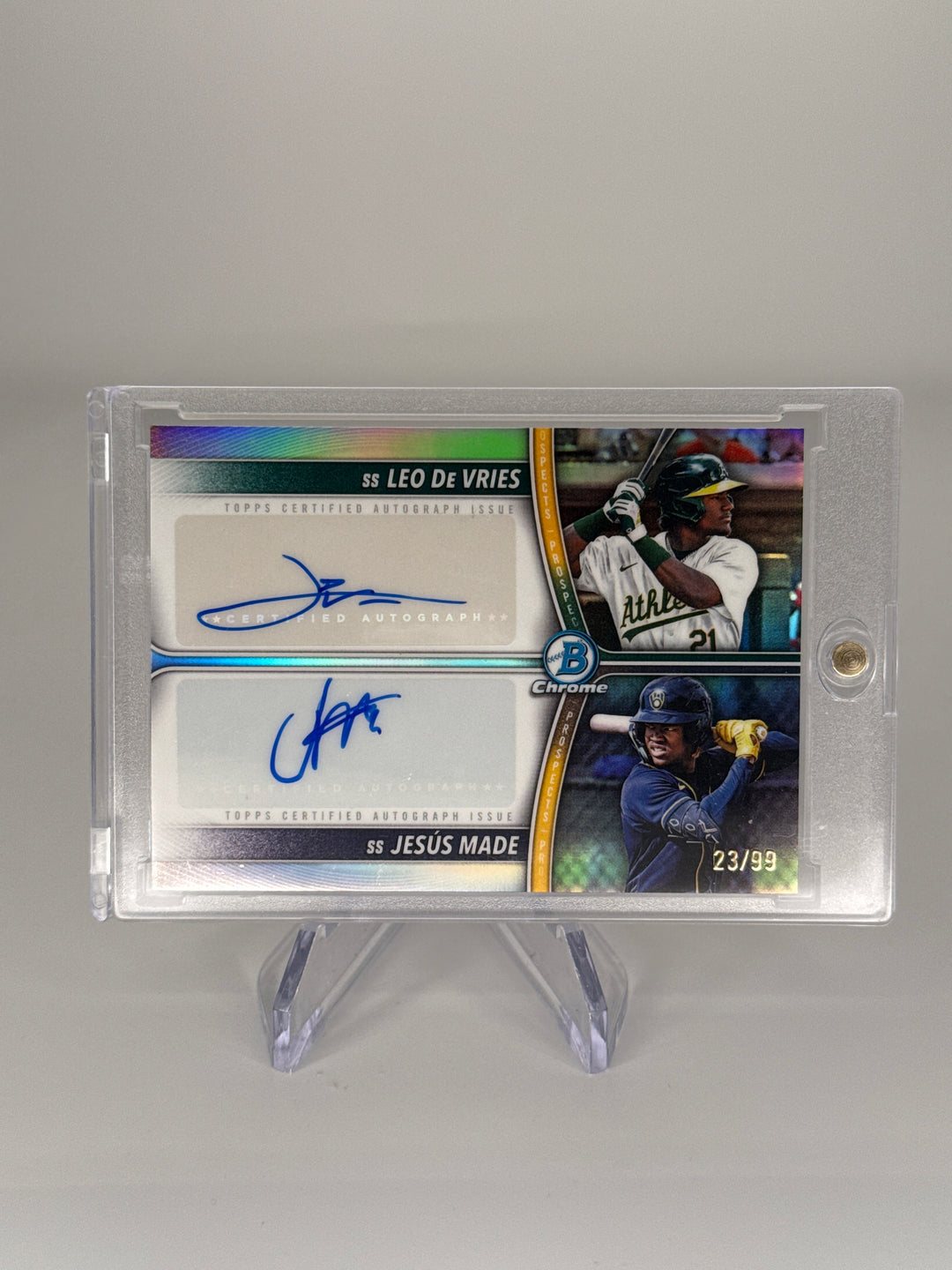 Leo De Vries/Jesus Made 2025 Bowman Chrome Dual Auto, 23/99