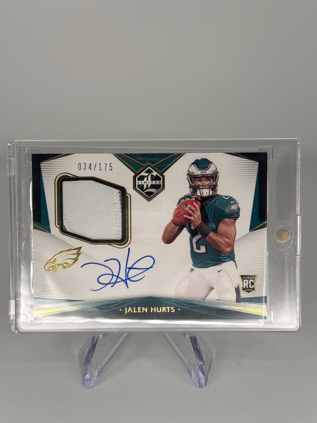 Jalen Hurts 2020 Panini Limited Rookie Patch Auto, 034/175