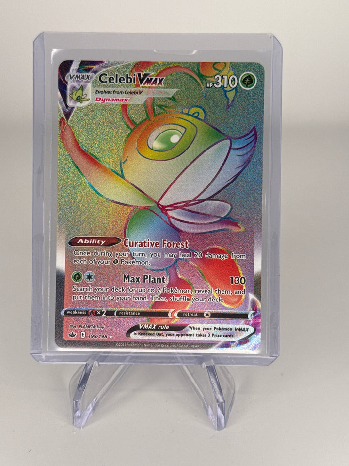 Pokemon TCG 2021 Celebi VMax Chilling Reign Full Art Rainbow Rare, 199/198