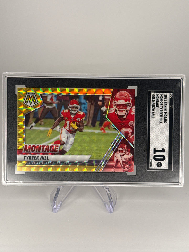Tyreek Hill 2021 Panini Mosaic Montage Gold Mosaic, 08/10, SGC 10 Gem Mint