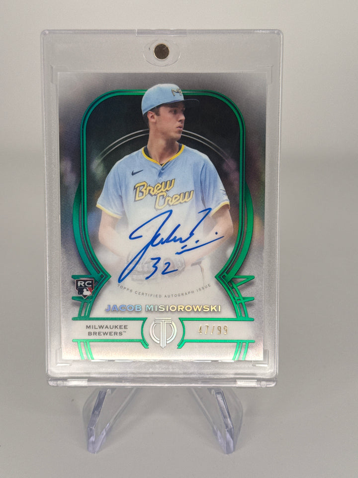 Jacob Misiorowski 2026 Topps Tribute Green Rookie Auto, 47/99