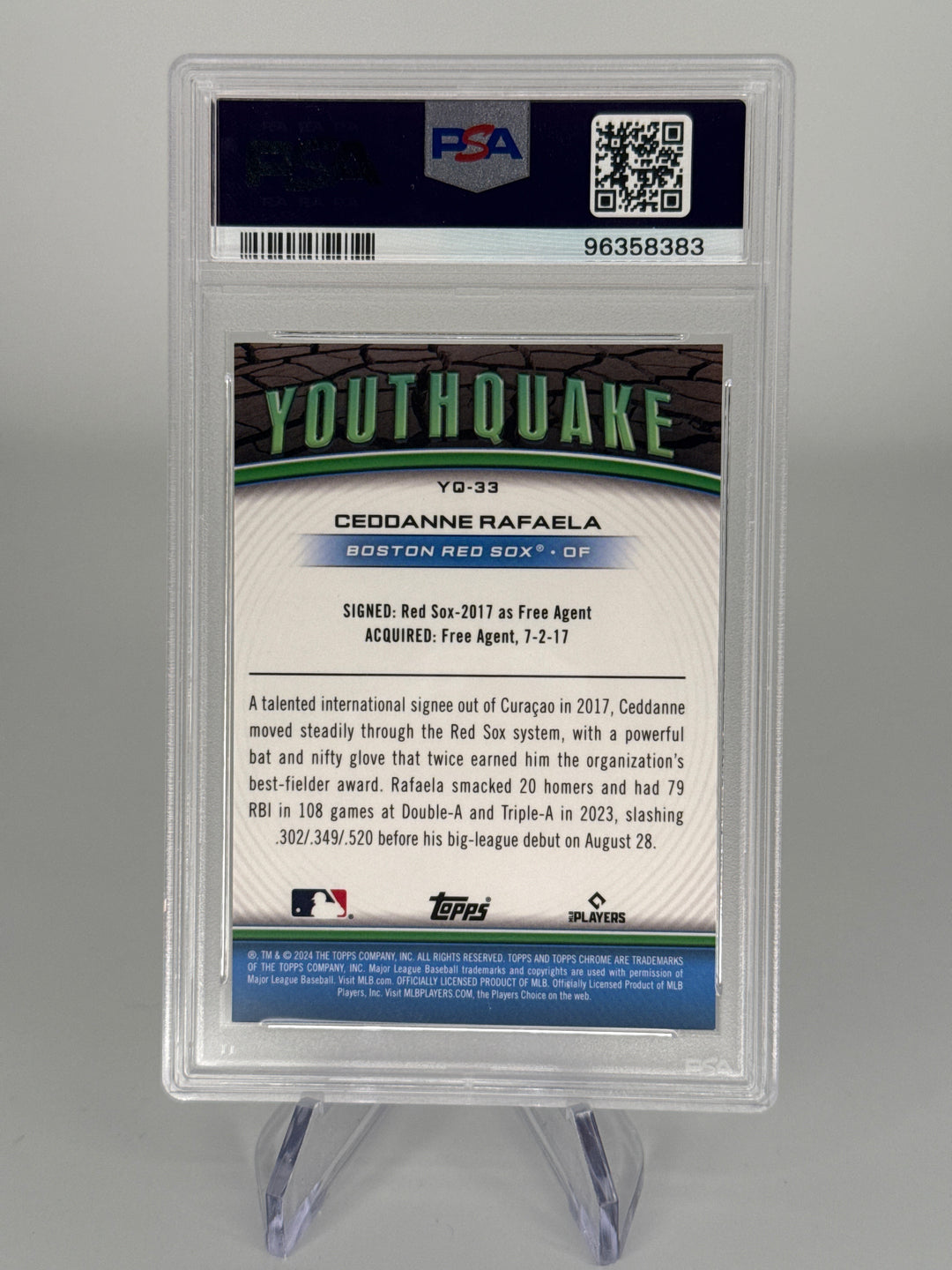 Ceddanne Rafaela 2024 Topps Chrome Youthquake Orange Refractor Rookie, 09/25, PSA 9 Mint