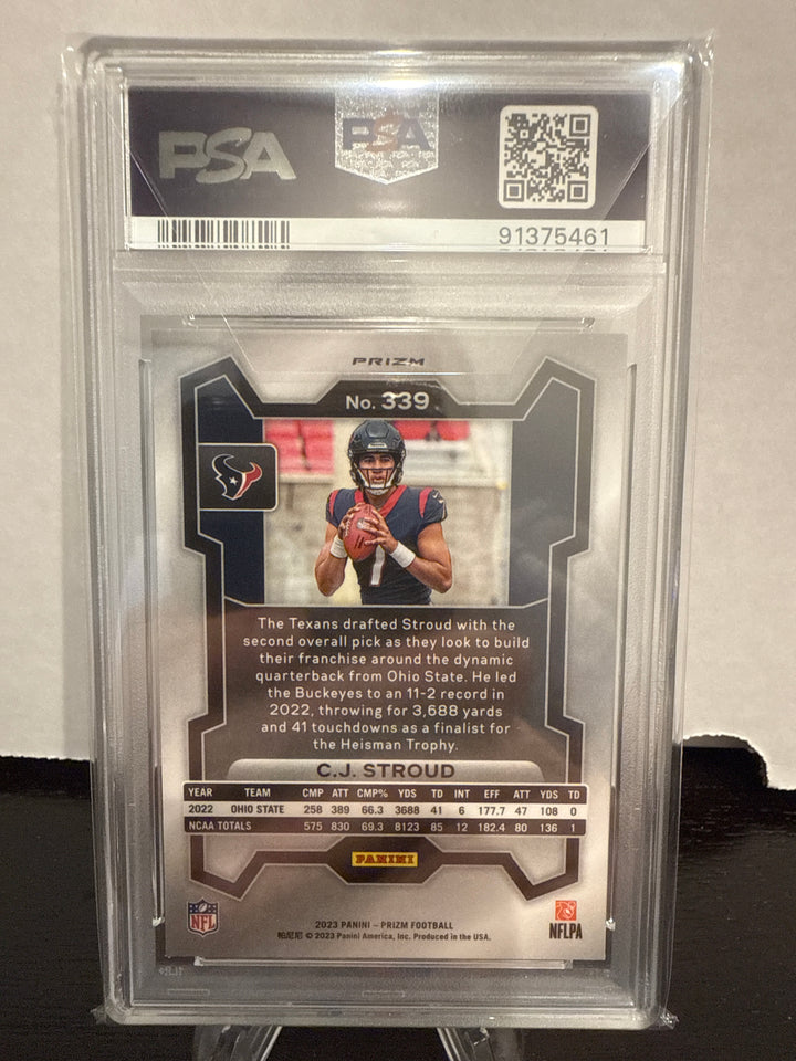 CJ Stroud 2023 Panini Prizm Neon Green Pulsar Rookie, PSA 10 Gem Mint