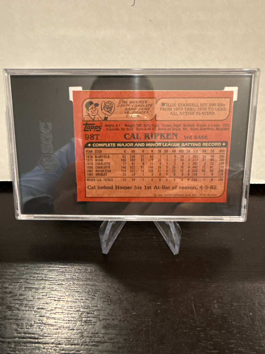Cal Ripken Jr 1982 Topps Traded Rookie, SGC 5