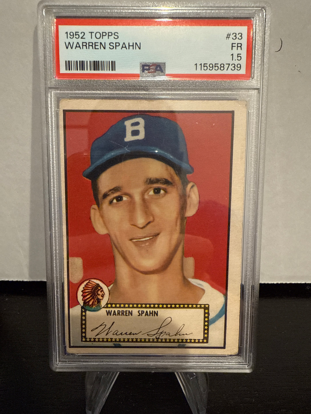 Warren Spahn 1952 Topps, PSA 1.5
