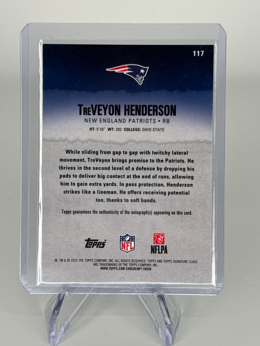 Treveyon Henderson 2025 Topps Signature Class Chrome Rookie Auto