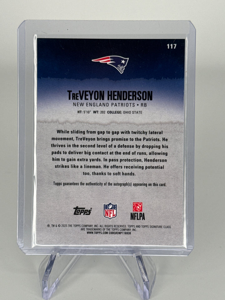 Treveyon Henderson 2025 Topps Signature Class Chrome Rookie Auto