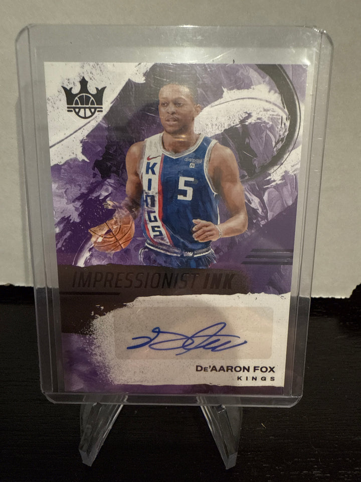 De'Aaron Fox 2024-2025 Panini Court Kings Impressionist Ink Auto Pink, 5/8
