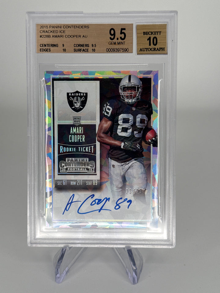 Amari Cooper 2015 Panini Contenders Cracked Ice Rookie Ticket Auto, 23/23, BGS 9.5 Gem Mint