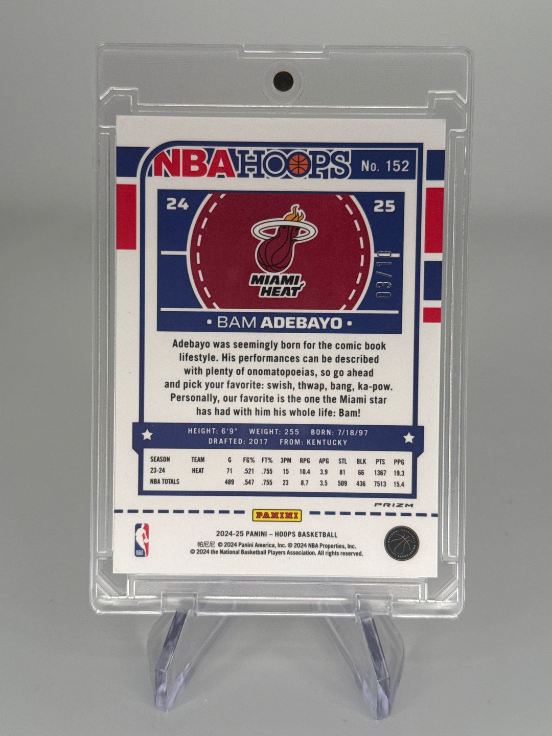 Bam Adebayo 2024 NBA Hoops Gold Refractor, 03/10