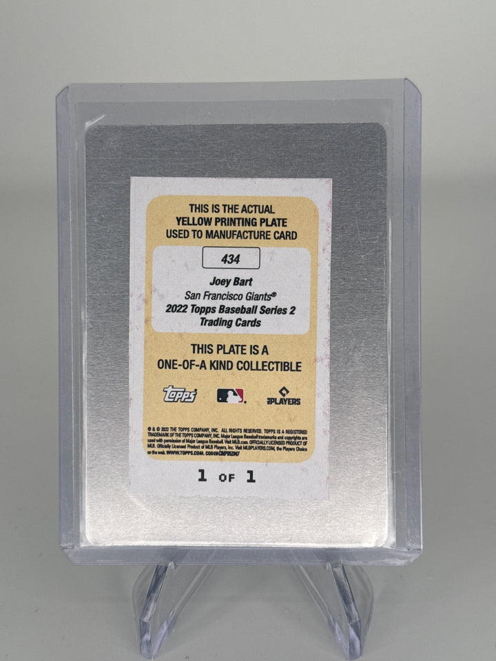 Joey Bart 2022 Topps Series 2 Future Stars Yellow Printing Plate 1/1 Rookie