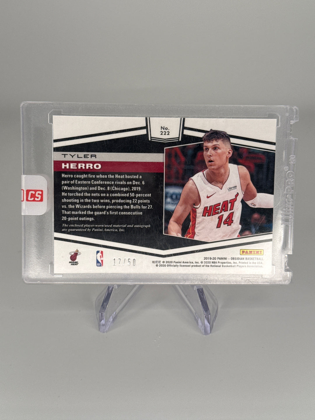Tyler Herro 2020 Panini Obsidian Electric Etch Orange Rookie Patch Auto, 17/50