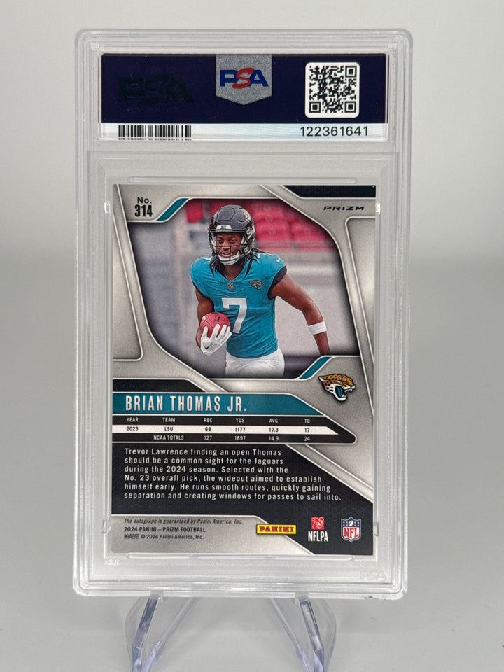 Brian Thomas Jr 2024 Panini Prizm Silver Rookie Auto, PSA 9 Mint, PSA 10 Auto