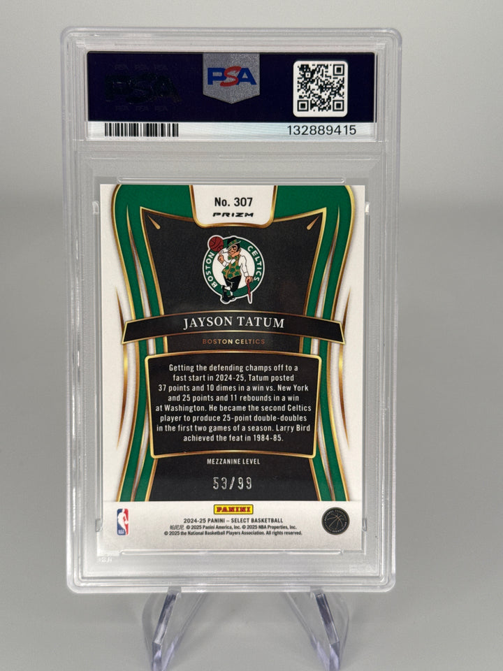 Jayson Tatum 2024 Panini Select Pink Cracked Ice, 53/99, PSA 10 Gem Mint