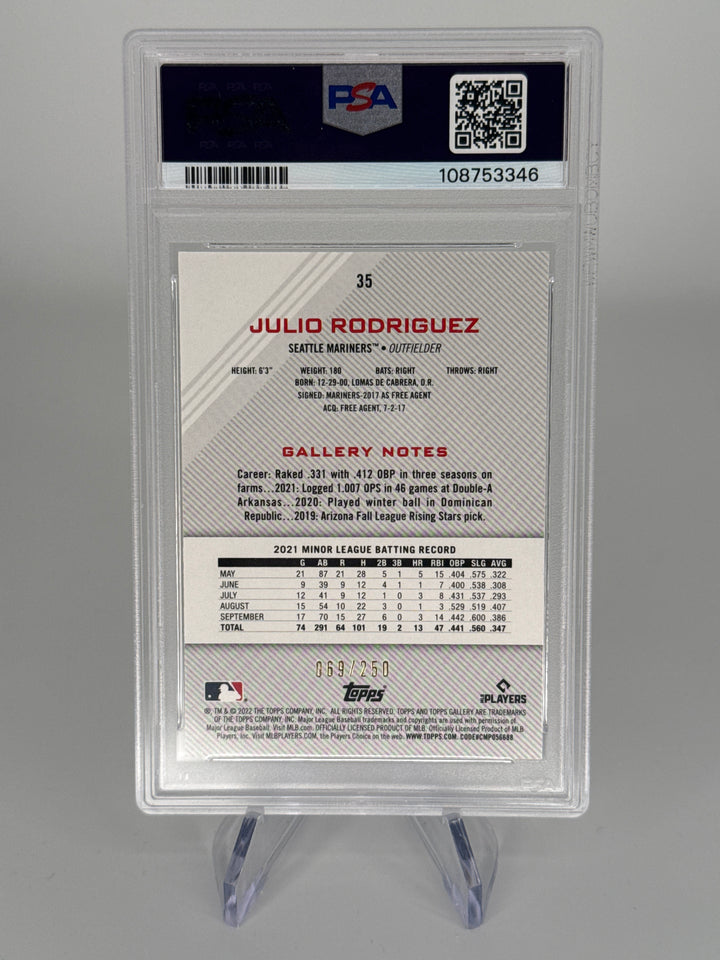 Julio Rodriguez 2022 Topps Gallery Private Issue Rookie, 069/250, PSA 9 Mint