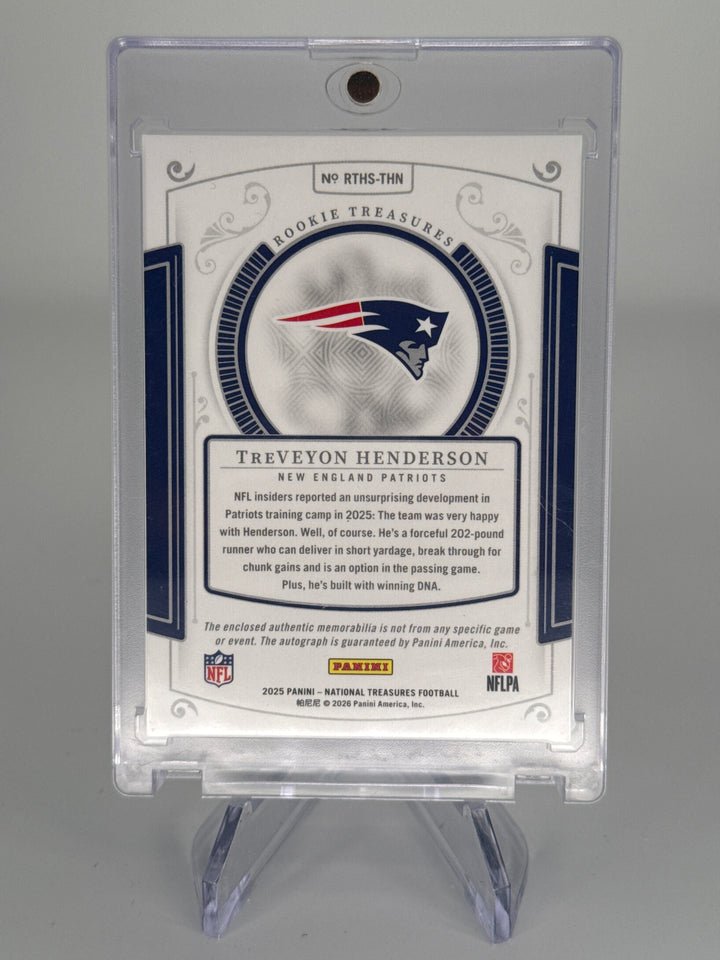 Treveyon Henderson 2025 Panini National Treasures Rookie Patch Auto, 15/25