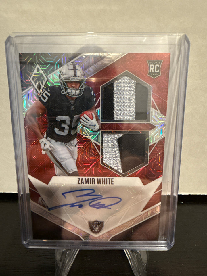 Zamir White 2022 Panini Phoenix Rookie Patch Auto Red Mojo, 04/20