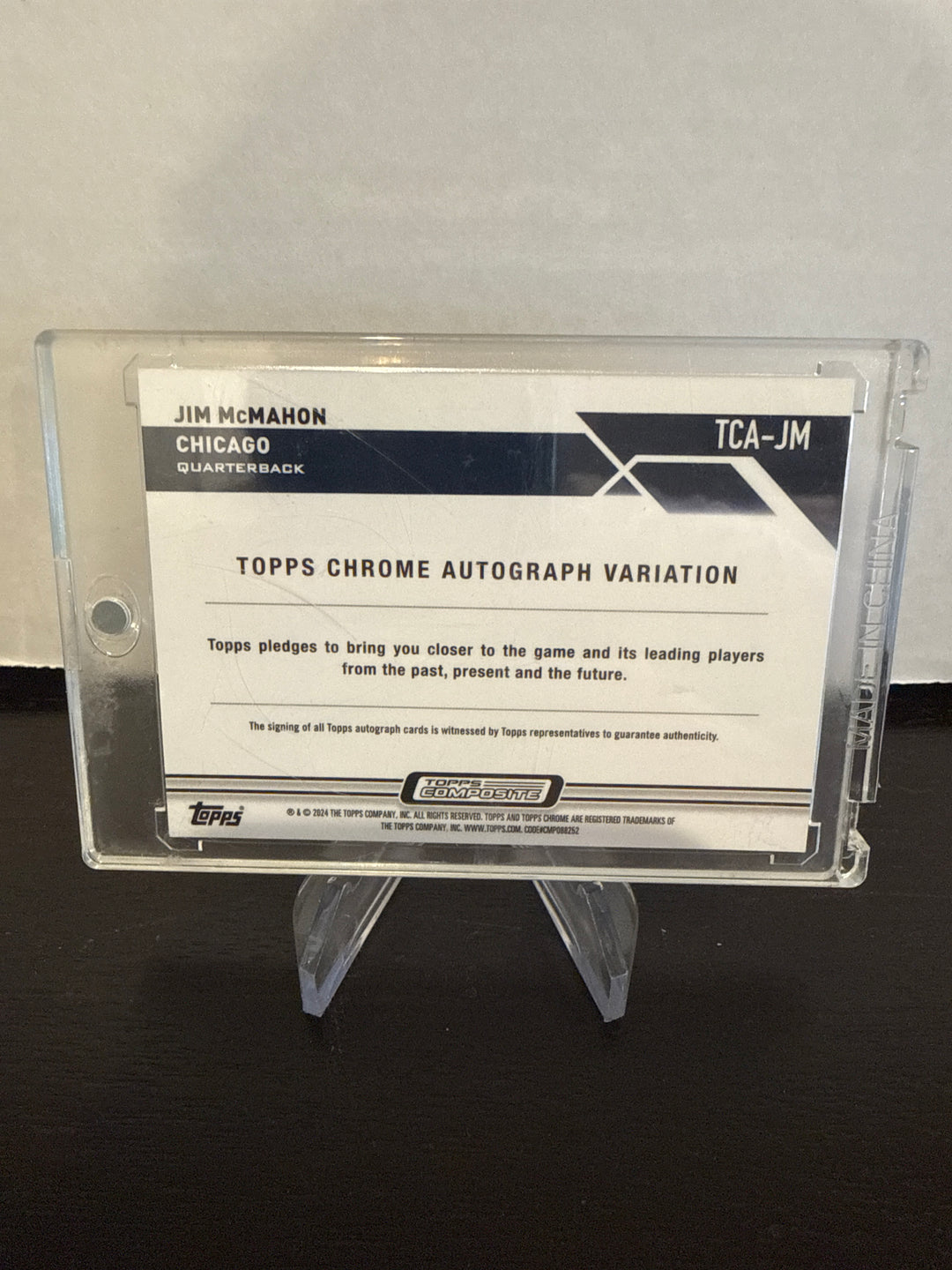 Jim McMahon 2025 Topps Chrome Gold Auto, 01/50