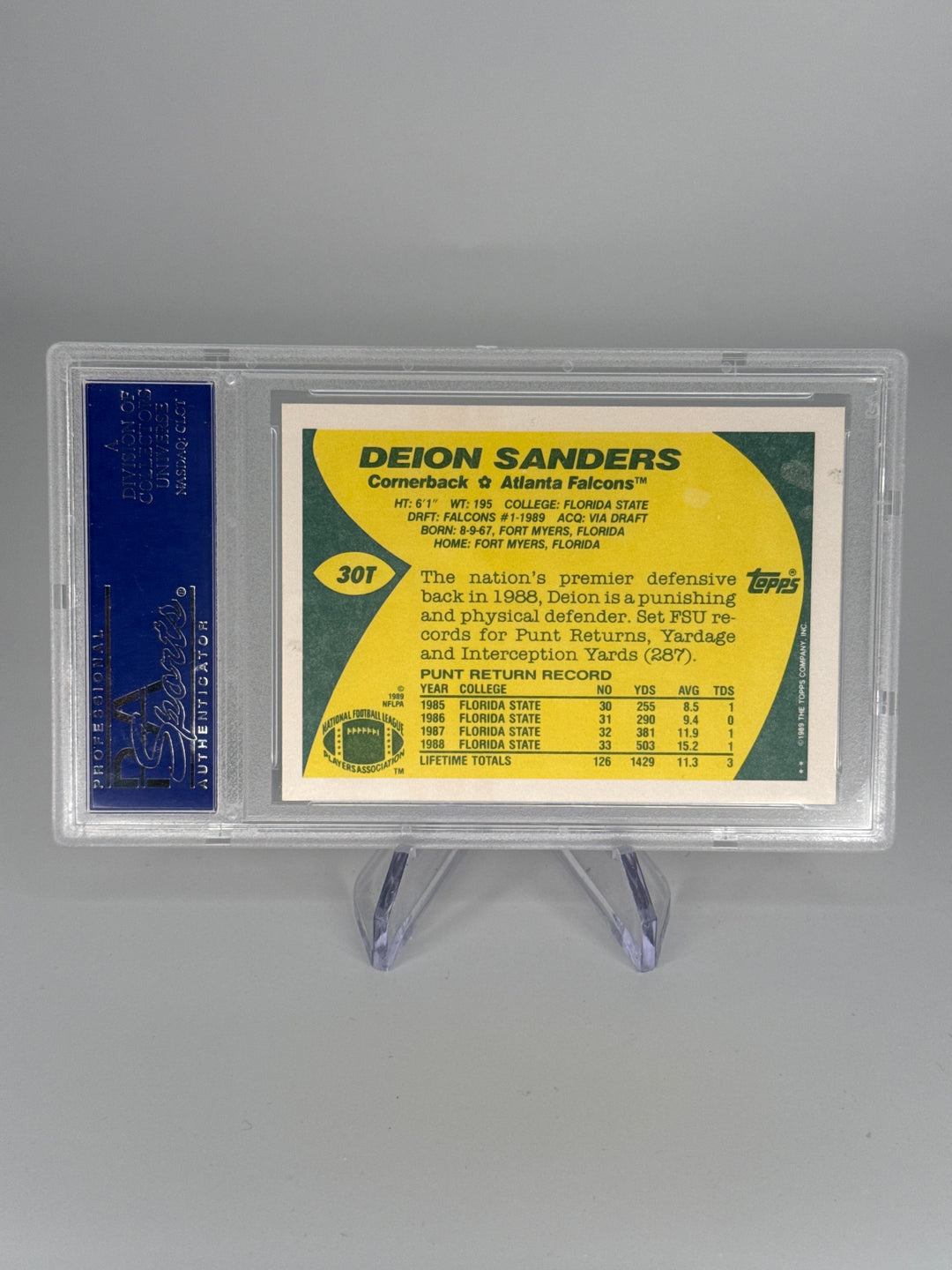 Deion Sanders 1989 Topps Traded Rookie, PSA 10 Gem Mint