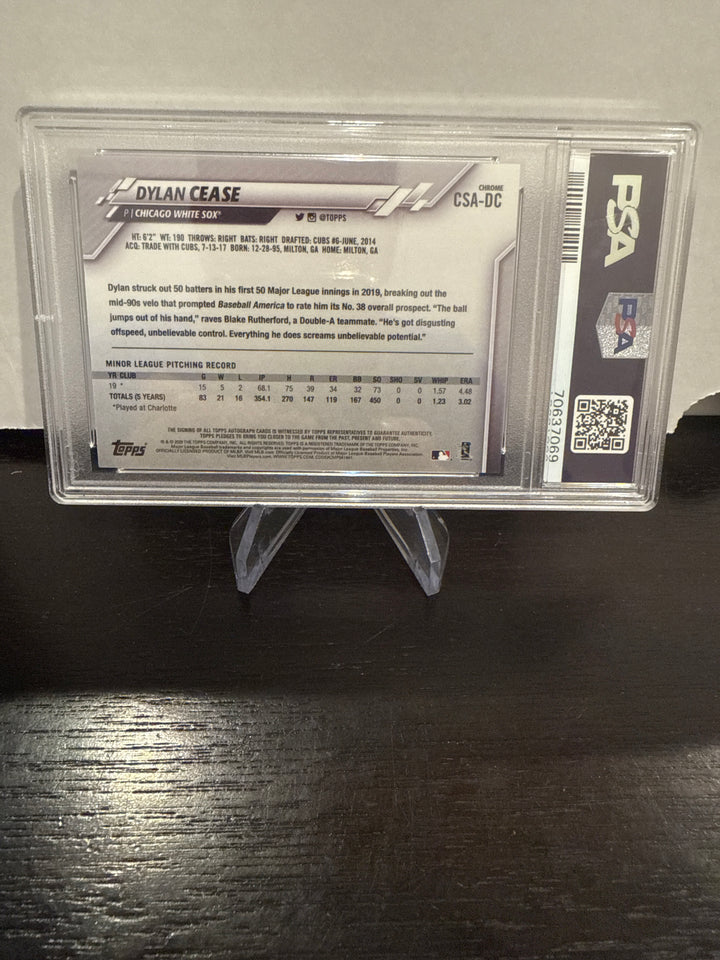 Dylan Cease 2023 Topps Chrome Sapphire Rookie Auto, PSA 10 Gem Mint