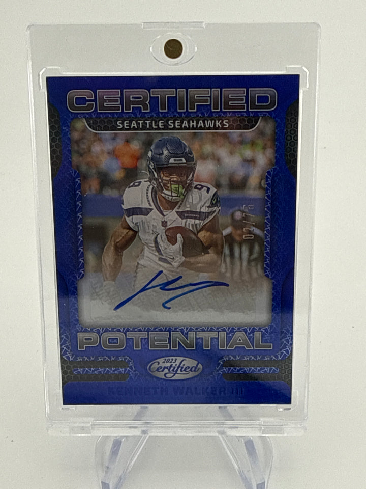 Kenneth Walker 2023 Panini Certified Potential Blue Auto, 02/75