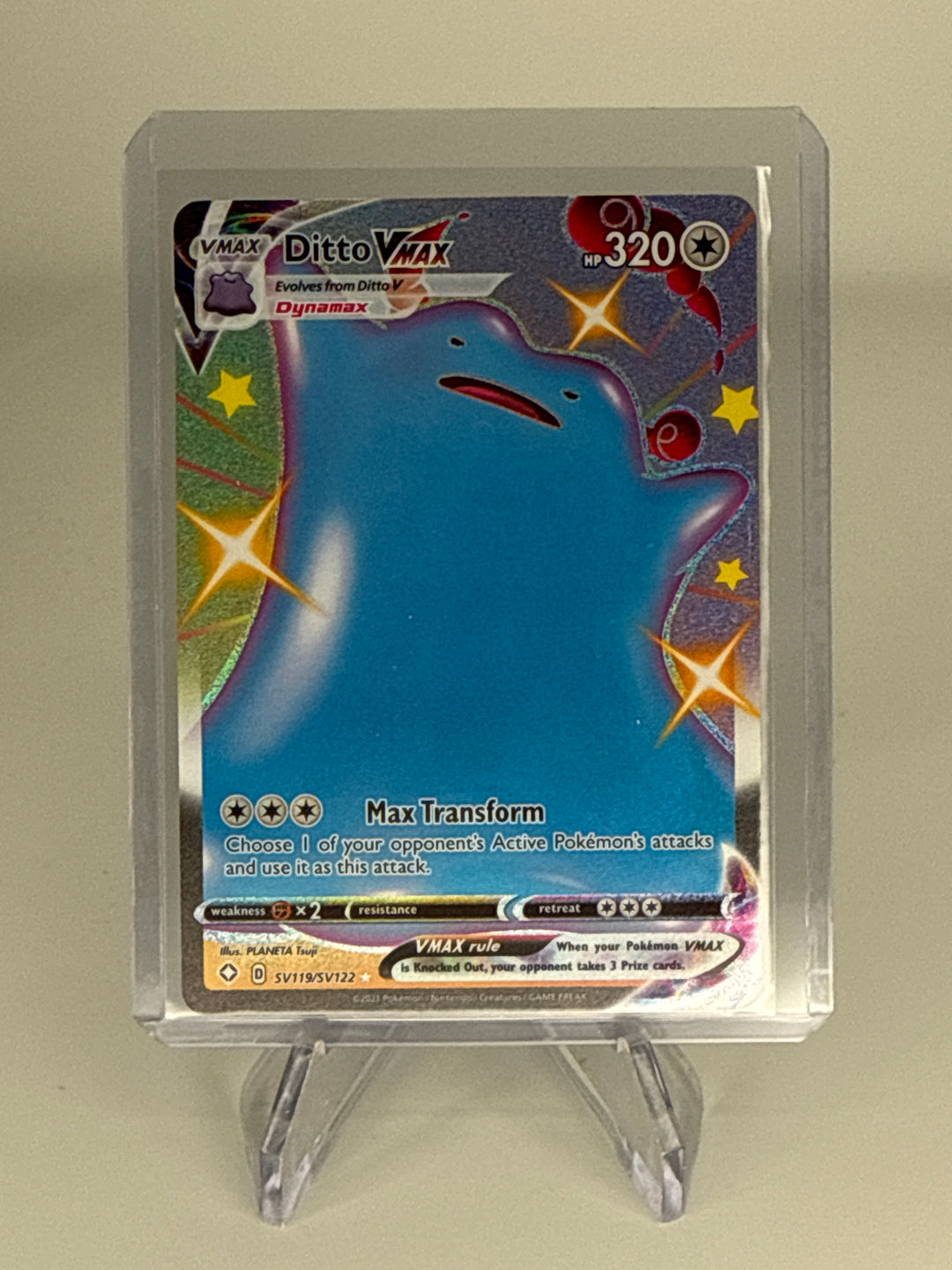 Pokémon TCG 2021 Ditto VMax Shining Fates Full Art Ultra Rare, SV119/SV122