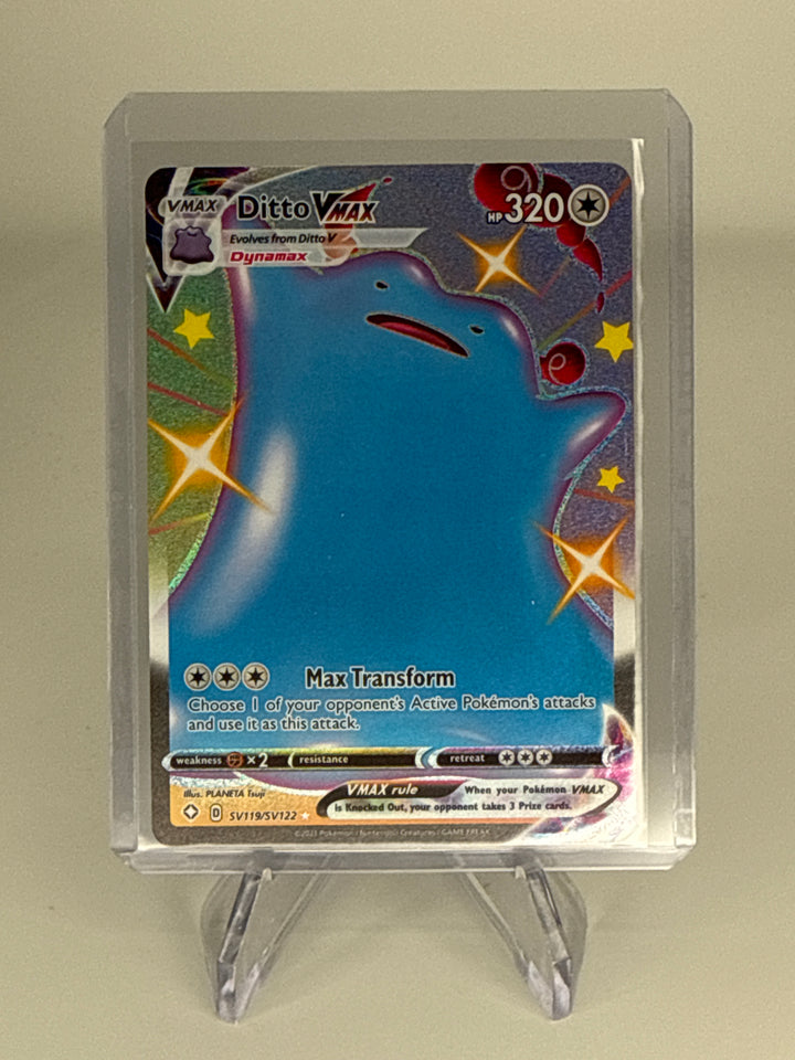 Pokémon TCG 2021 Ditto VMax Shining Fates Full Art Ultra Rare, SV119/SV122