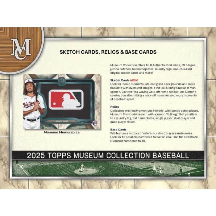 2025 Topps Museum Collection Baseball packaging with baseball player image and MLB logo.