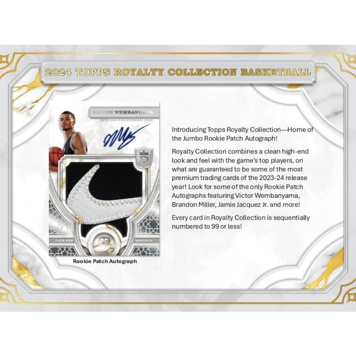 Basketball trading card from Topps Royalty Collection with player image and text.