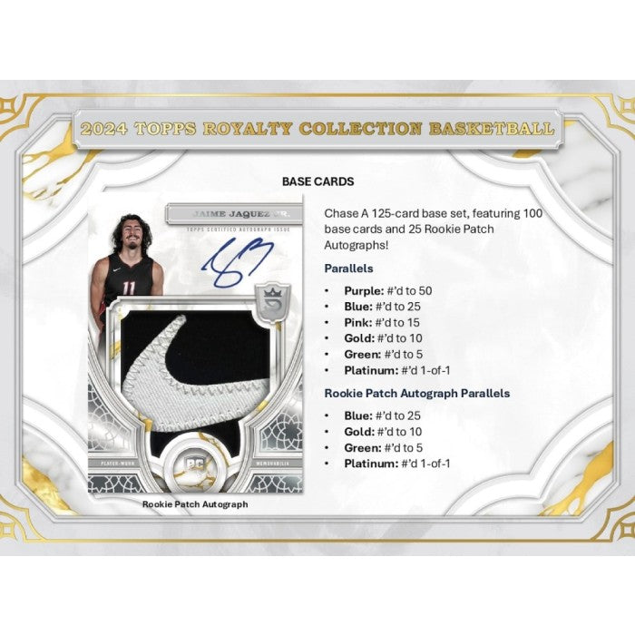 Basketball trading card with player image, signature, and card details on a white background