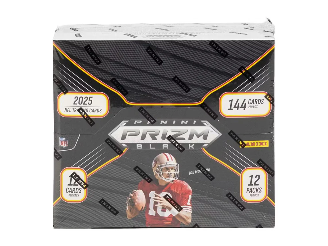 Prism Black 2025 NFL trading card pack with a football player on the front.