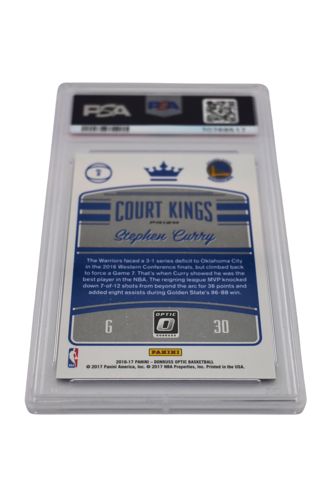 Stephen Curry 2016 Panini Donruss Optic Court Kings Purple, PSA 10 Gem Mint