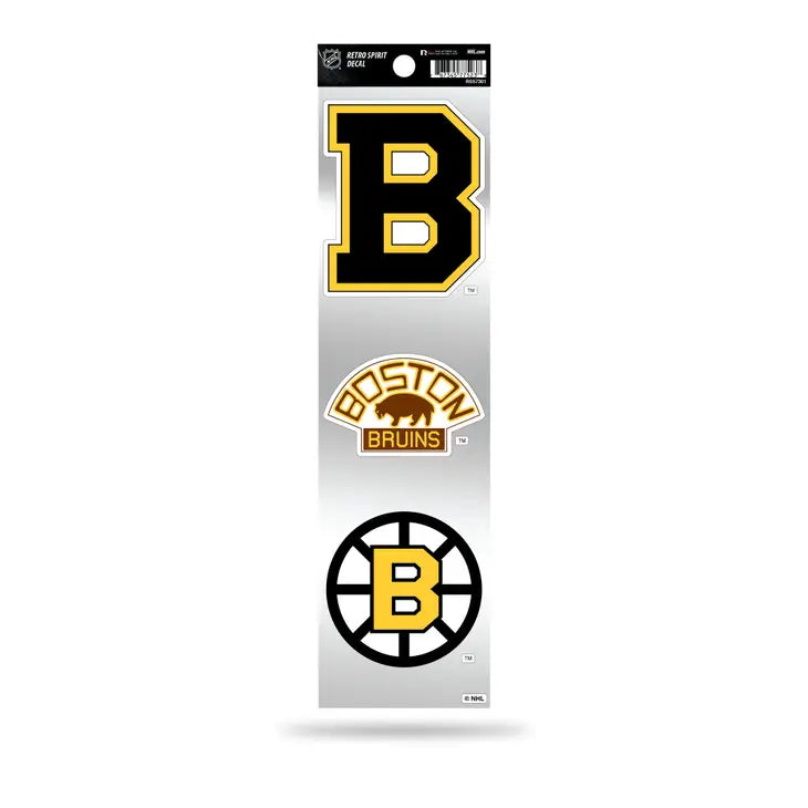 NHL Boston Bruins 3-Piece Retro Logo Static Cling Decal