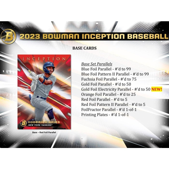 2023 Bowman Inception Baseball Hobby Box