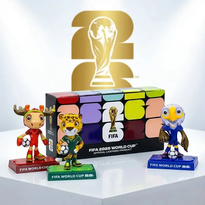 FIFA World Cup 2026 figurines with a colorful box featuring the FIFA logo.