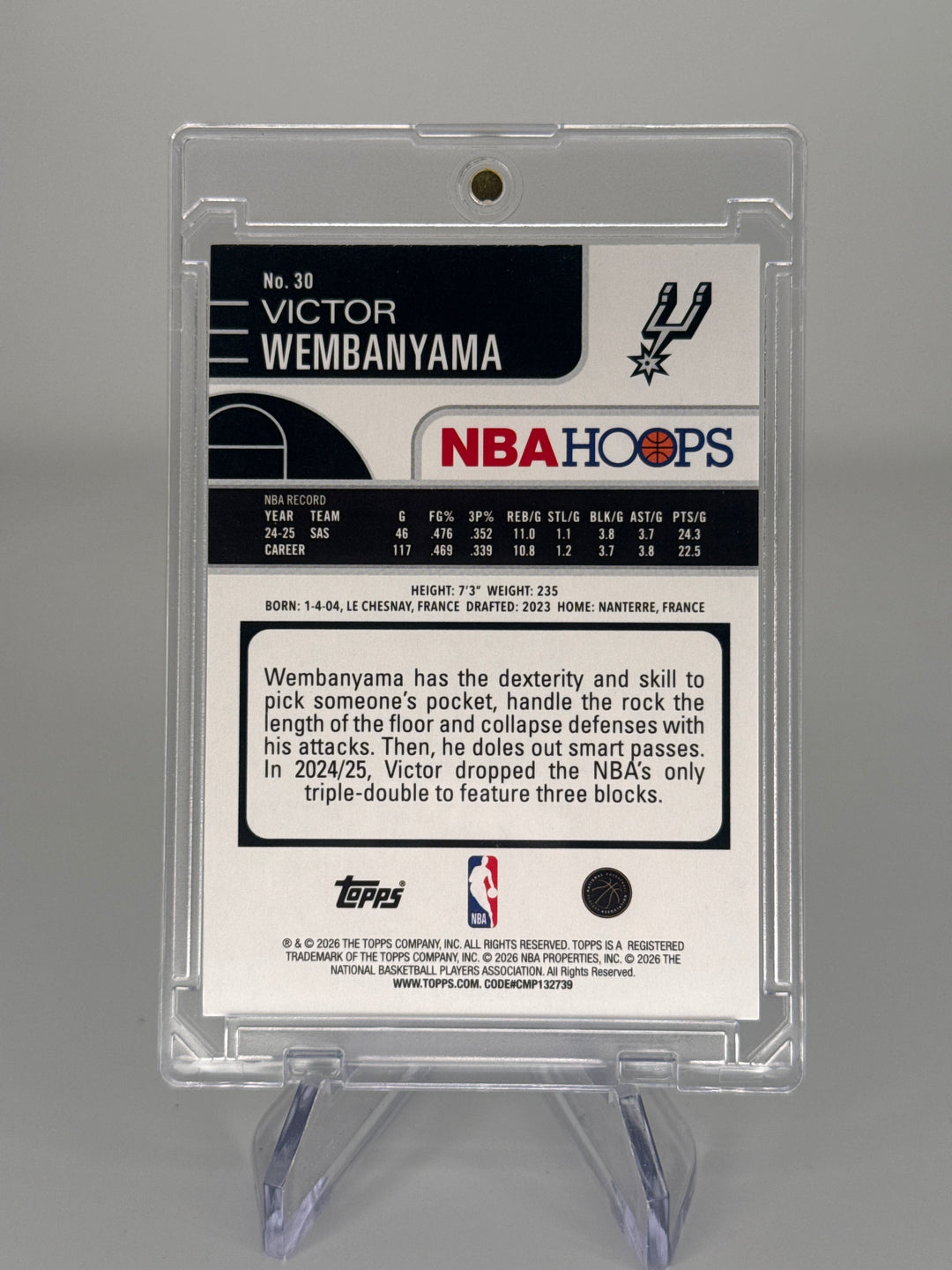 Victor Wembanyama 2026 Topps NBA Hoops Teal Foil, 002/299
