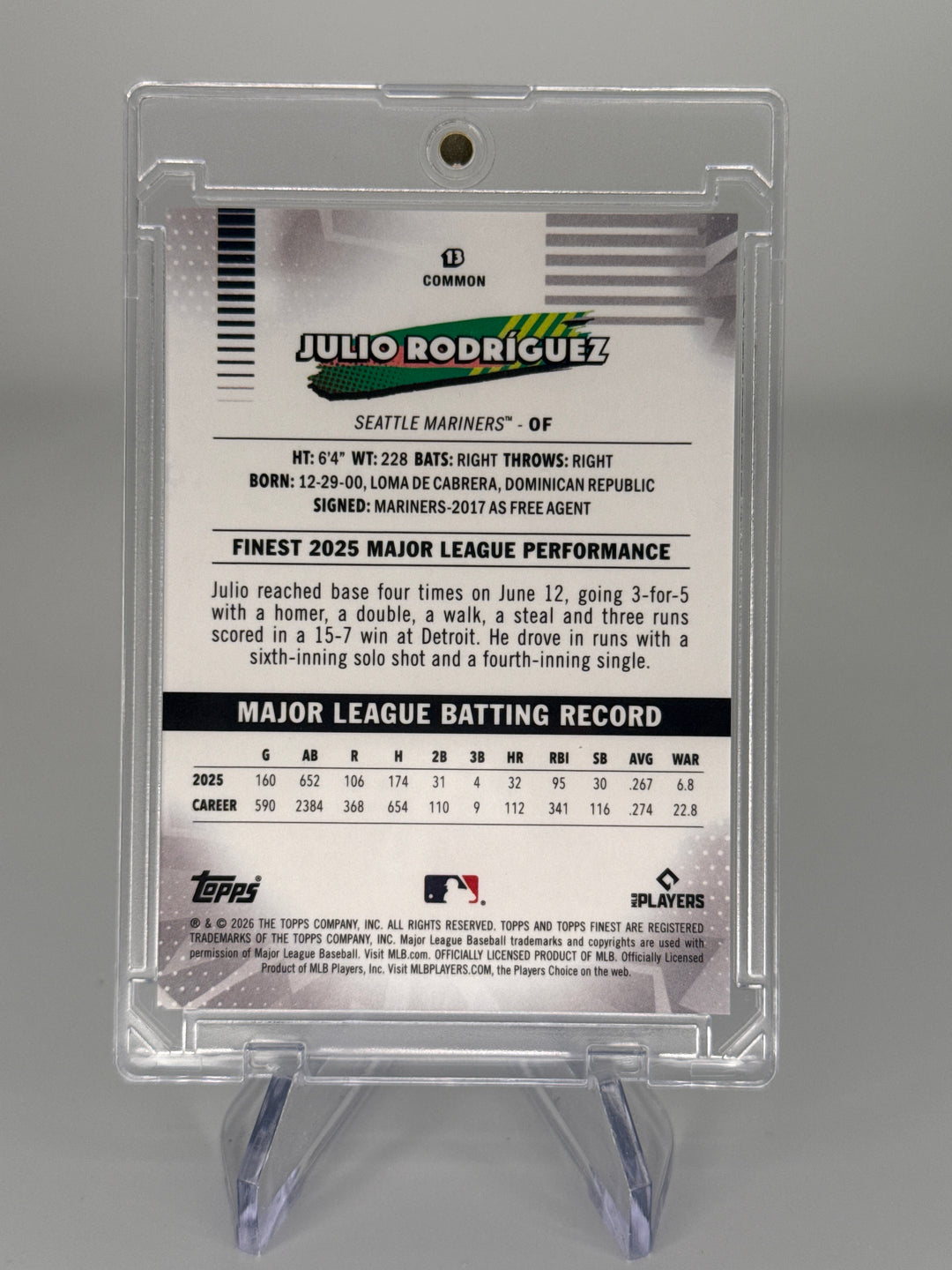 Julio Rodriguez 2026 Topps Finest Black Refractor, 06/10