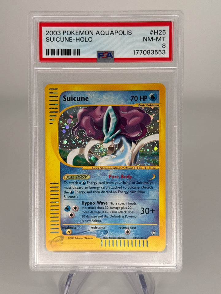 Pokemon TCG 2002 Suicune Aquapolis E-Reader Holo, H25/H32, PSA 8