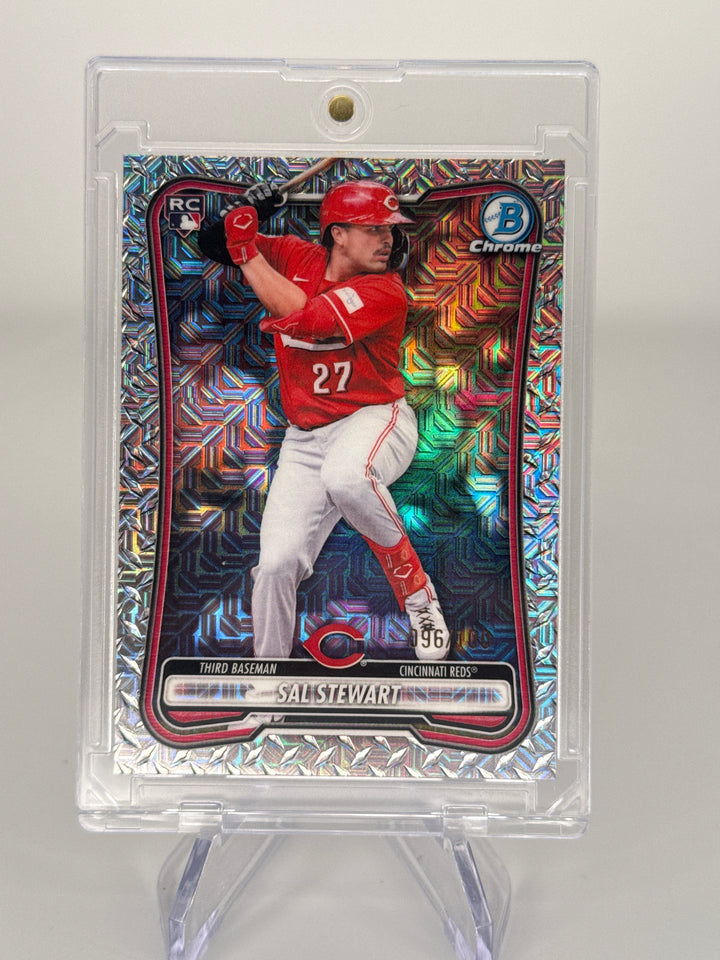 Sal Stewart 2026 Bowman Chrome Steel Metal Rookie Refractor, 096/100