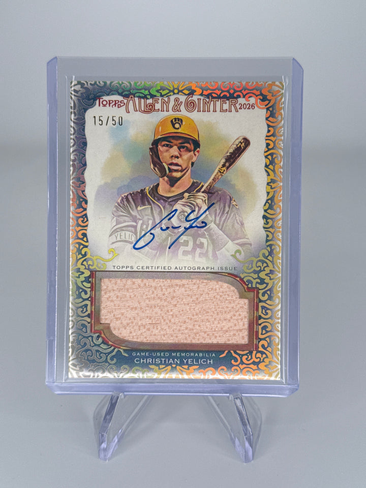 Christian Yelich 2026 Topps Allen & Ginter Auto Relic, 15/50