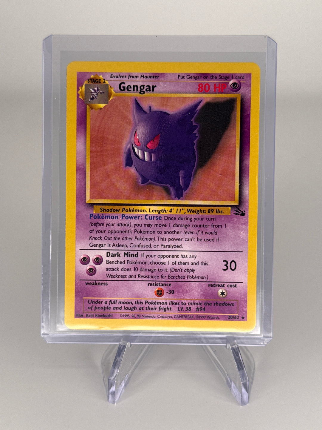 Pokemon TCG 1999 Gengar Fossil, 20/62