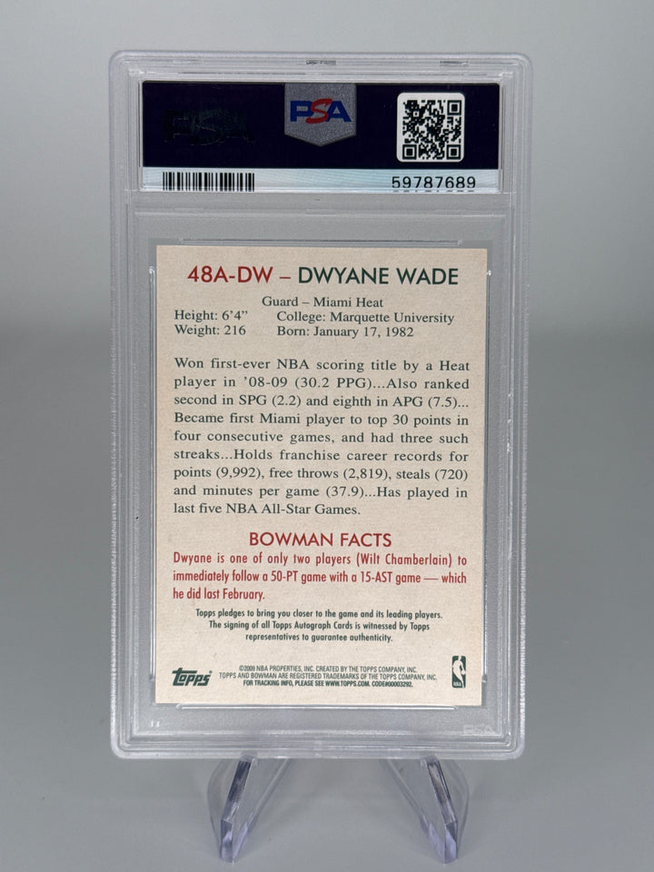 Dwyane Wade 2009-2010 Bowman Auto, PSA 10 Gem Mint