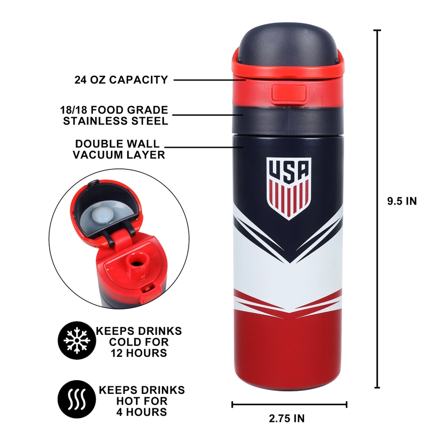 Stainless Steel 24 ounce Water Bottle with USA logo
