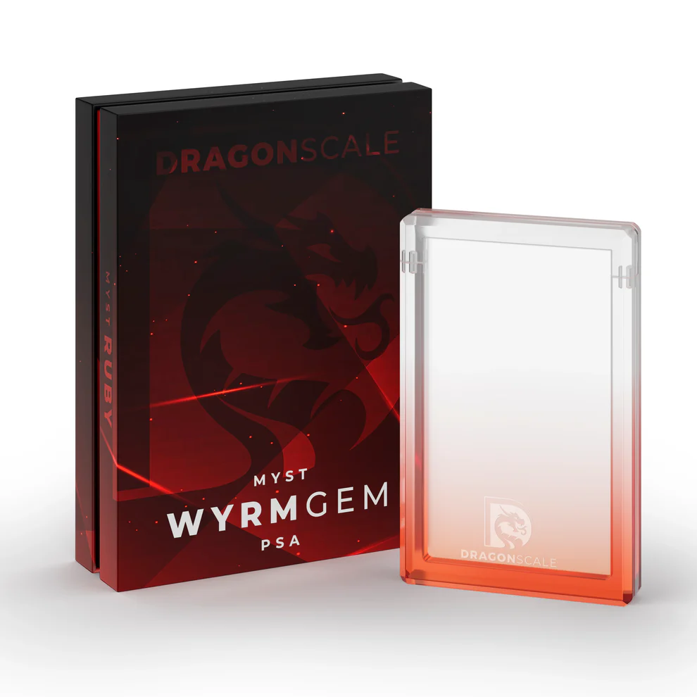 Wyrmgem PSA card holder and Dragonscale box on a white background