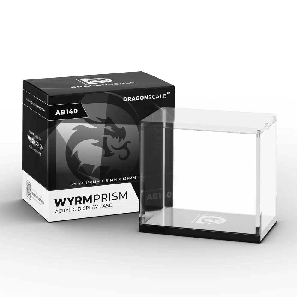 Wyrmprism acrylic display case with packaging on a white background