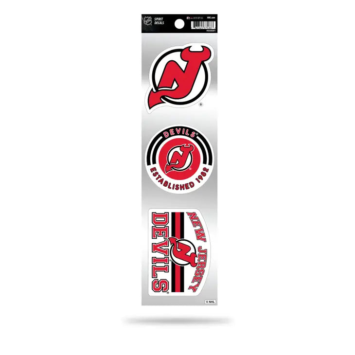 NHL New Jersey Devils 3-Piece Retro Logo Static Cling Decal