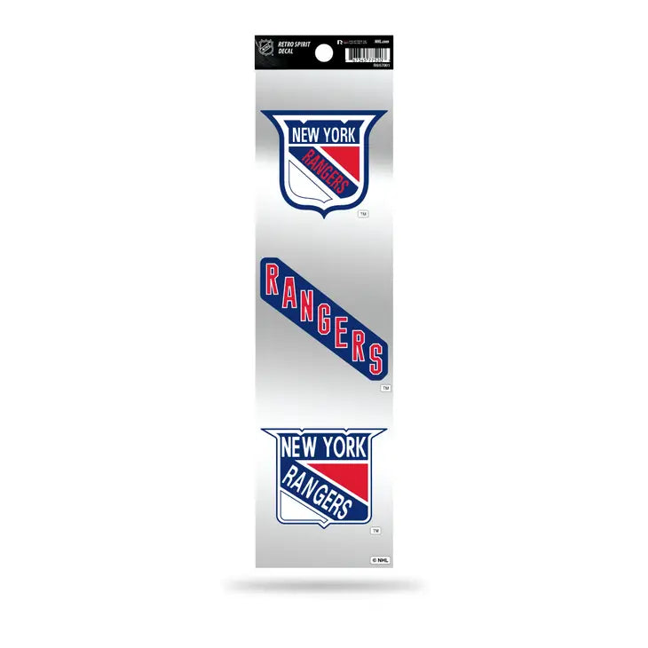 NHL New York Rangers 3-Piece Retro Logo Static Cling Decal